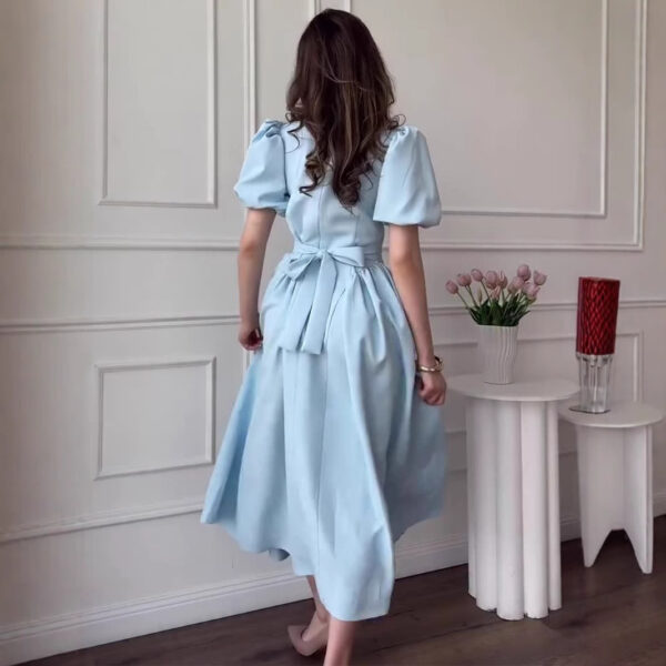 💙 Grace in Every Step – The Soft Elegance Puff Sleeve Maxi Dress Slip into timeless style — and let confidence flow with every step. - Image 6