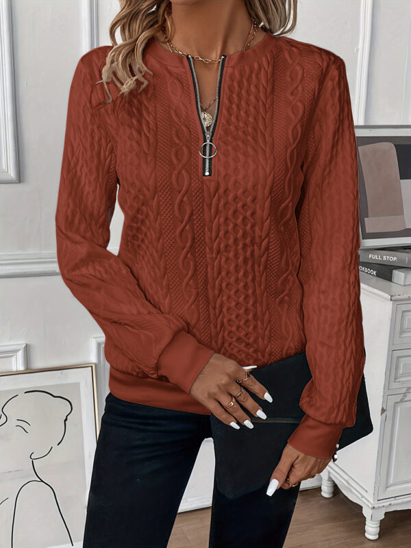 🧥Chic Knit Zipper Front Sweater – Soft & Elegance - Image 3