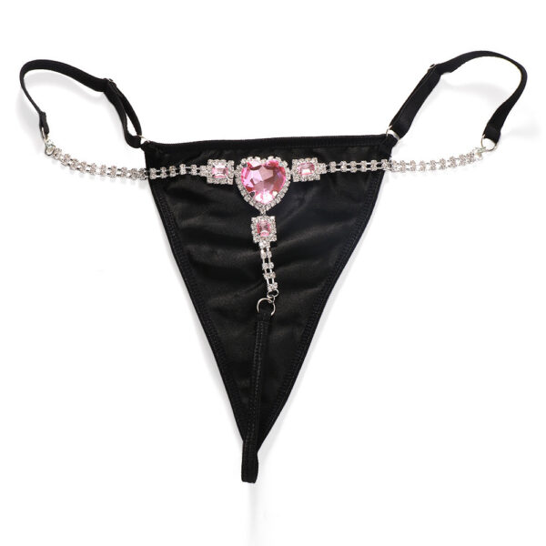 💖Pink/ Desire – Crystal Heart Crotchless G-String - Image 4