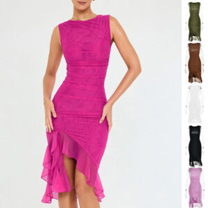 🛍️ "Flair & Form" Ruffled Asymmetrical Bodycon Dress