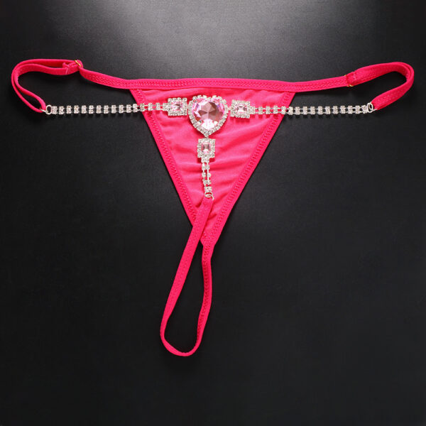 💖Pink/ Desire – Crystal Heart Crotchless G-String - Image 5