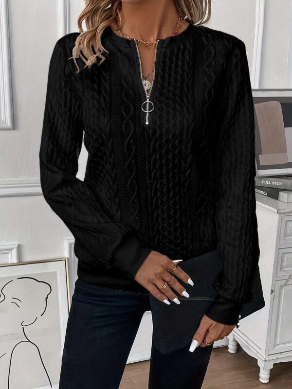 🧥Chic Knit Zipper Front Sweater – Soft & Elegance - Image 4