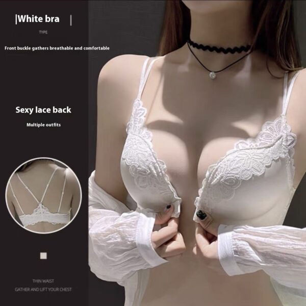 💞LaceBloom Front-Buckle White Bra – Comfort Meets Elegance - Image 4